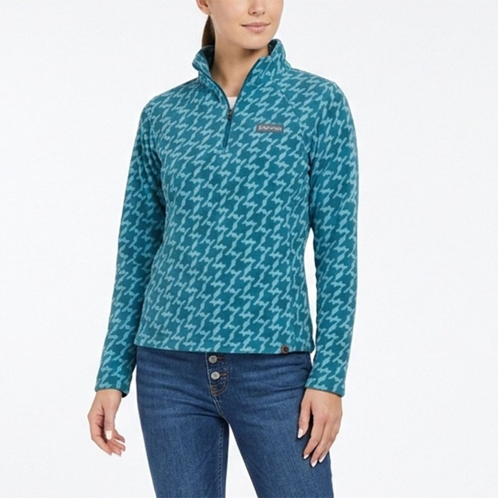 Columbia Fleece Quarter Zip Pullover Blue Geometric Print Mock Neck Small